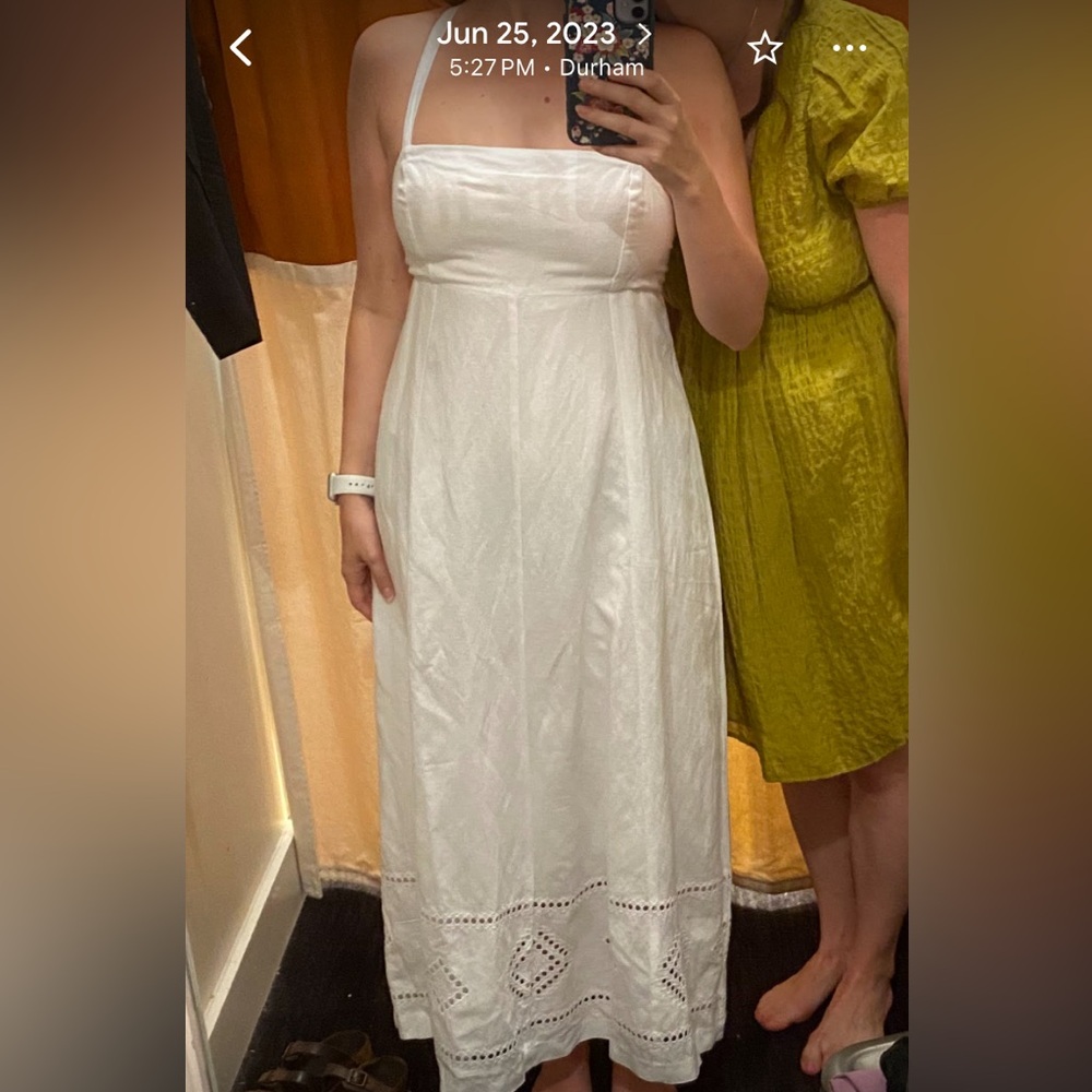 Madewell White Eyelet-Hem Linen Maxi Dress - Picture 4 of 8